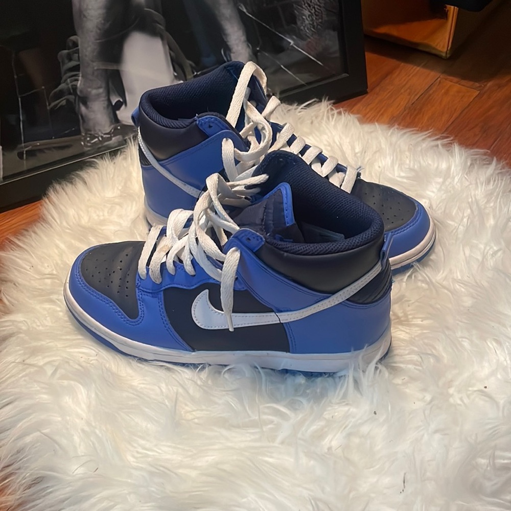 True blue and navy nike high top dunks sz. 5.5 / 7